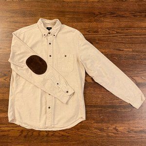 J. Crew Men's Oatmeal Flannel Button Elbow Patches